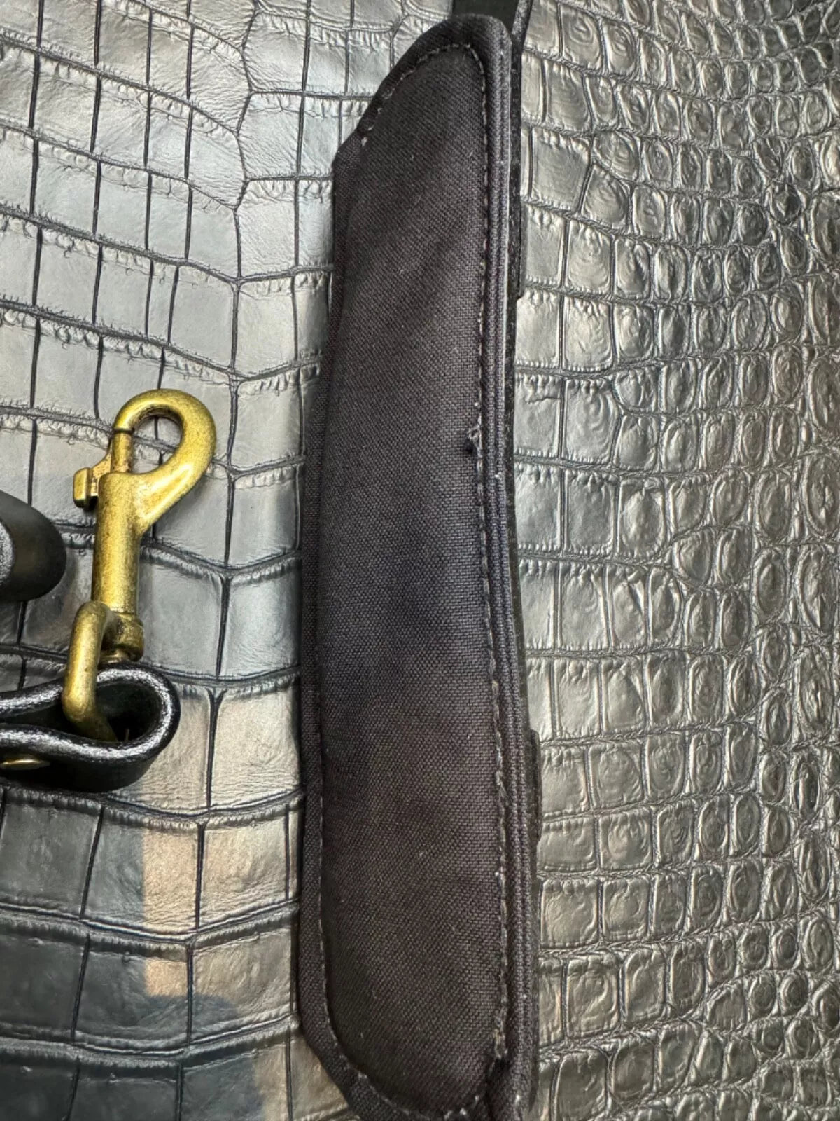 Filson Leather Shoulder Strap MADE IN USA Black Bridle Brass Adjustable Vintage 70137001135