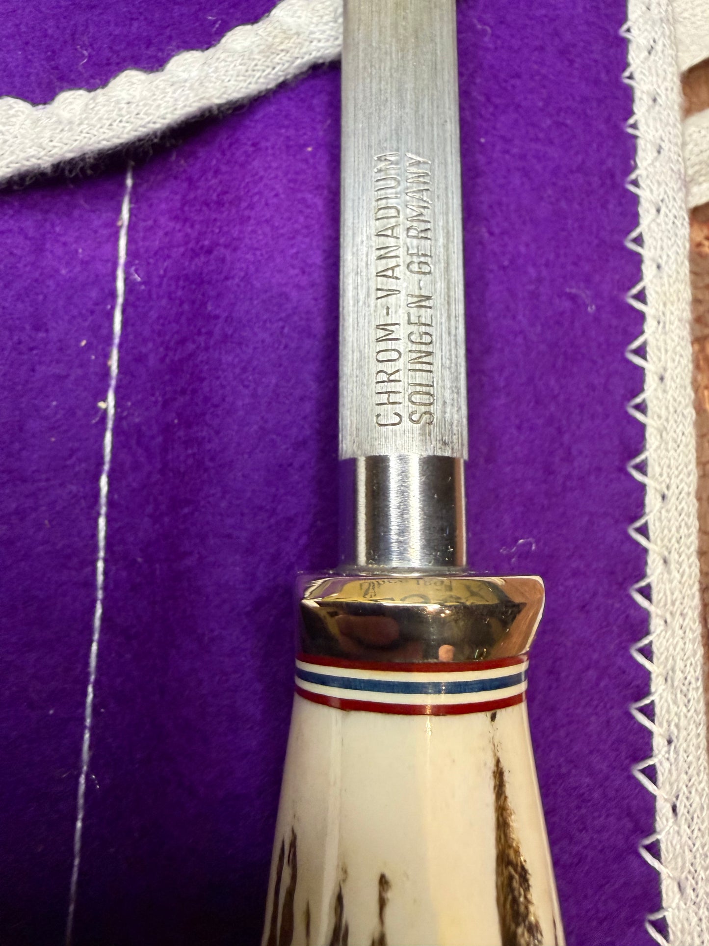 Randall Carving set Model 6-9 with Gorgeous Popcorn STAG Red White Blue Spacers Stainless… Wow