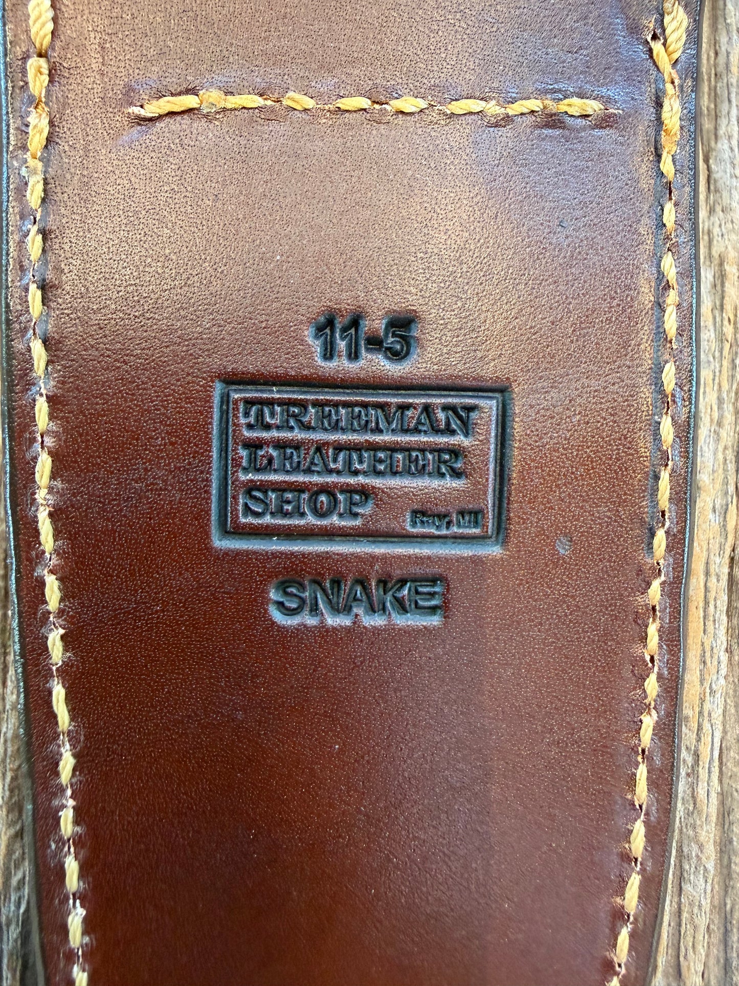 Randall Model 11-5 Sheath in Exotic Eastern Copperhead from Treeman Sheaths. Stunning colors and pattern.