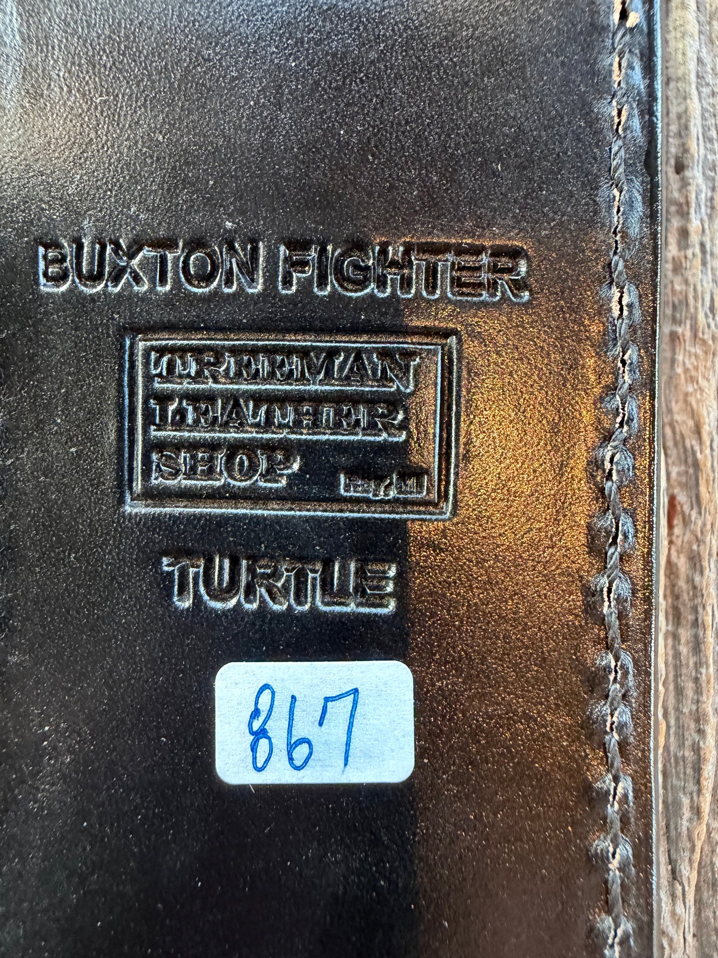 Randall Model Dealer Special Buxton Fighter in Exotic Black Snapping Turtle Horned/Dragon Tail Sheath from Treeman. New version with a Black Canteen Snap.