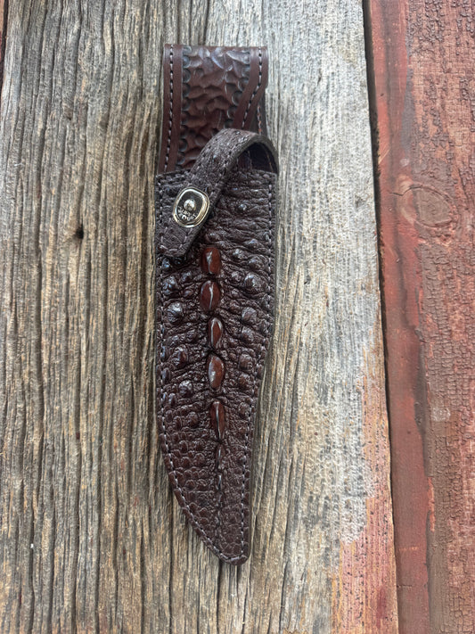 Randall Model 12-8 “Big Bear” Sheath in Exotic Brown Snapping Turtle by Treeman. Spiked Dragon tail portion of the turtle.