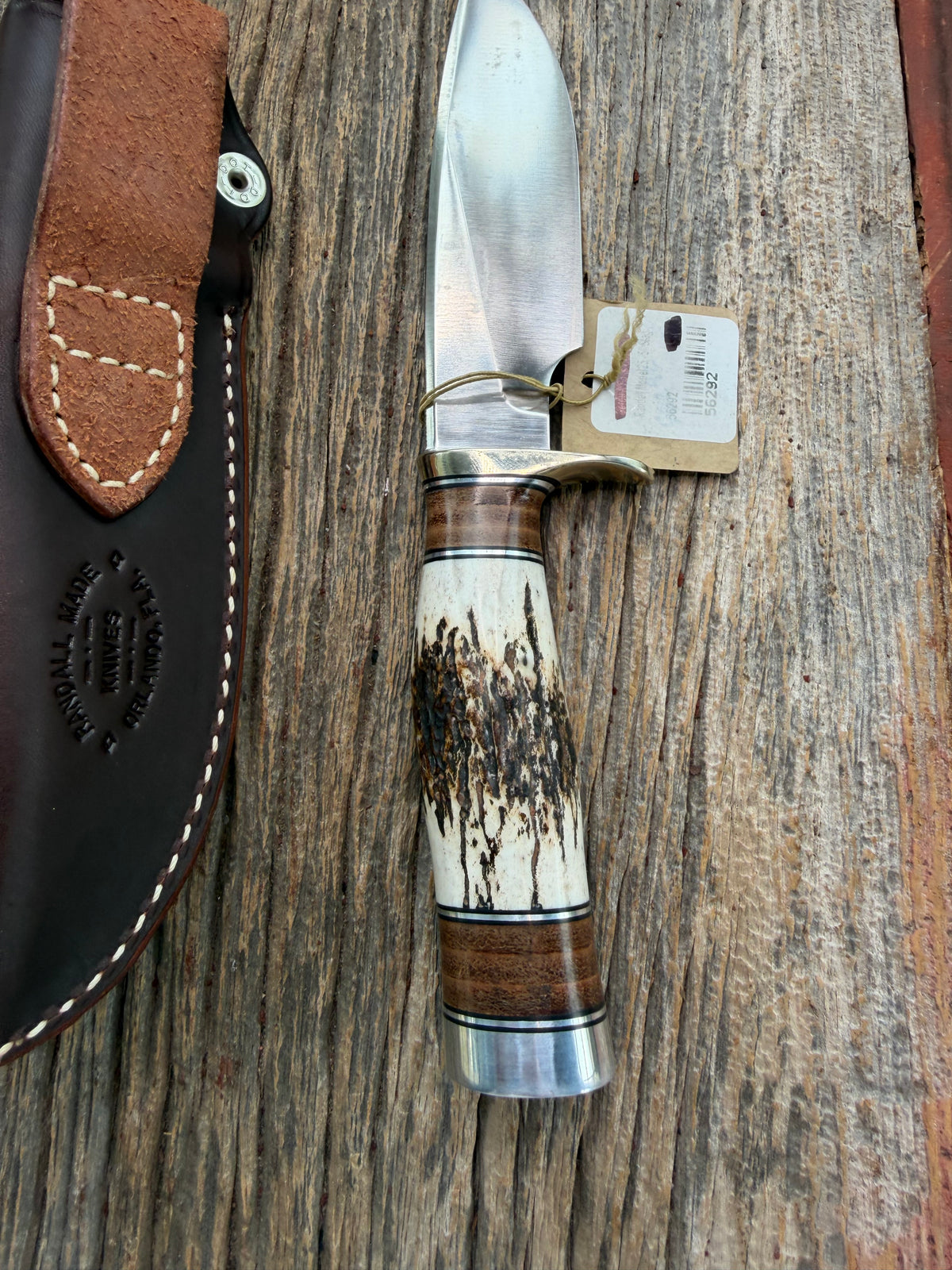 New Randall Model 25-5 with a Stag handle. Stainless steel blade, Nickel silver hilt, Aluminum butt. BL AL spacers