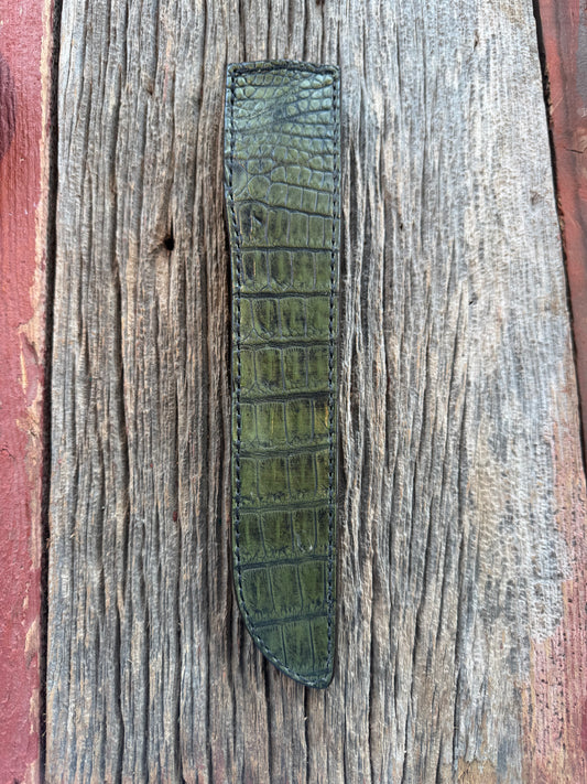 Randall Model 10-7 Fisherman Exotic Sheath in Army Green Crocodile by Treeman.