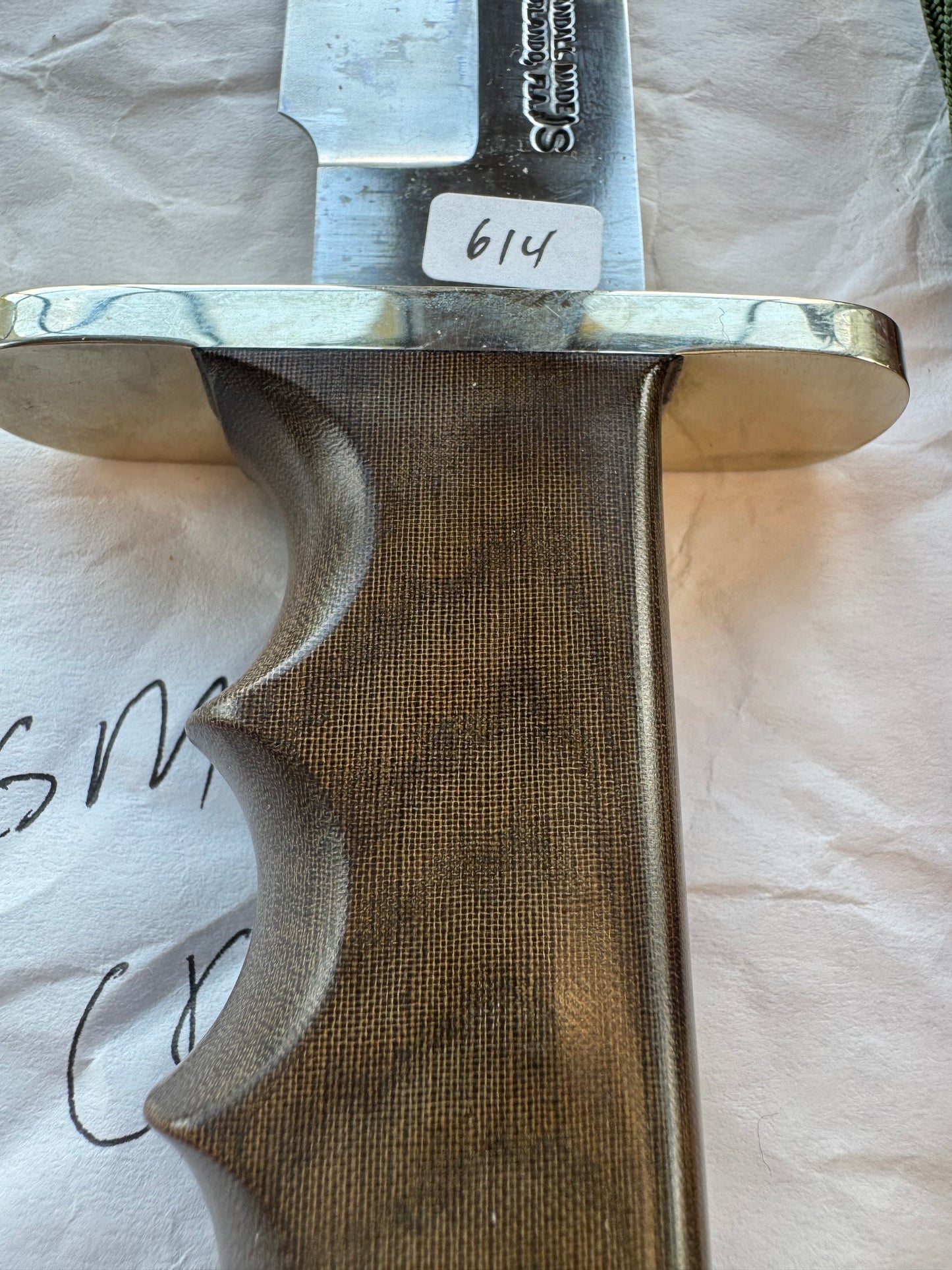 New in Paper Randall Knife Model 14 Green Micarta Nickel Hilt Full Tang Stainless