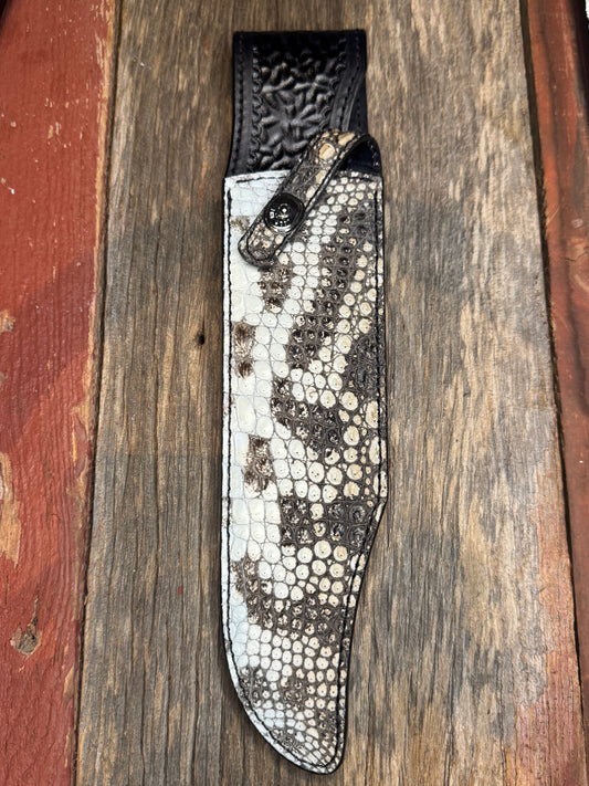 Randall Model 12-11 “Smitty” Sheath in Exotic Natural Crocodile from Treeman.