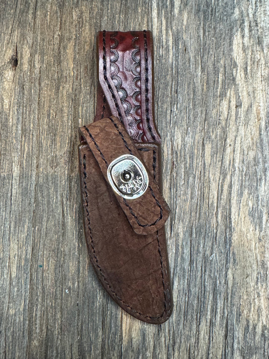Randall Model 21 Sheath in Exotic Chocolate Hippo from Treeman.