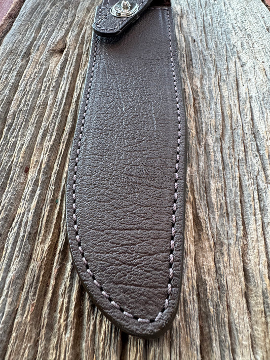 Randall Model 1-8 Sheath in Exotic Cape Buffalo in Dark Brown Leather from Treeman.