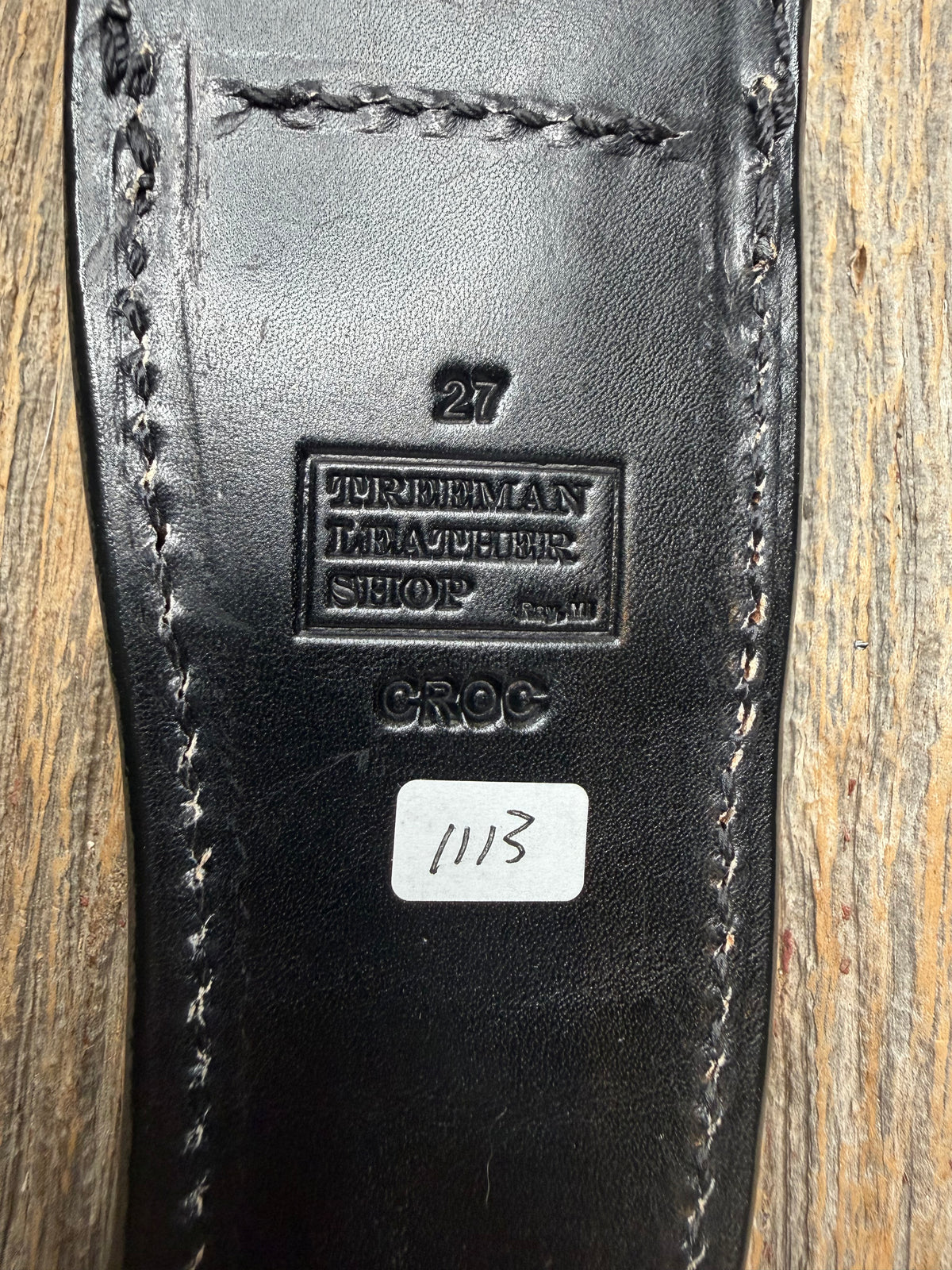 New Randall Model 27 Sheath in Exotic Black Matte Crocodile from Treeman with the newest Black Canteen snap. Killer sheath.