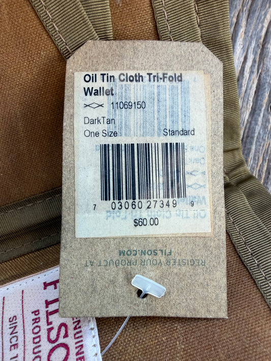 Adding to cart will not result in a sale. Personal Collection..Rare New with Tags Filson Oil Tin Cloth Tri Fold Wallet in Dark Tan # 11069150 from February 2016.