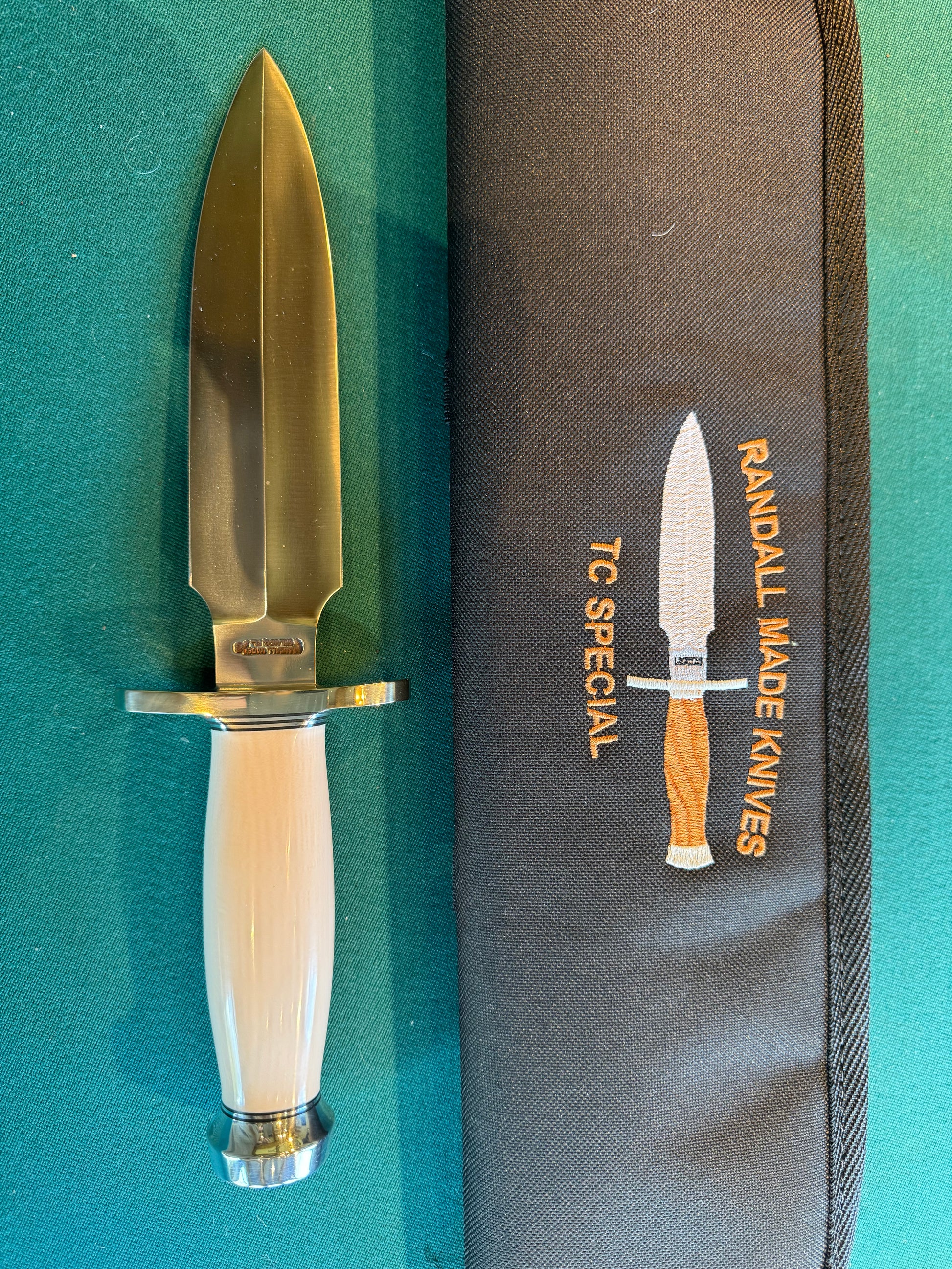 New in Paper Randall Knife Clinton Special TC Nickel Hilt Stainless Steel Resin