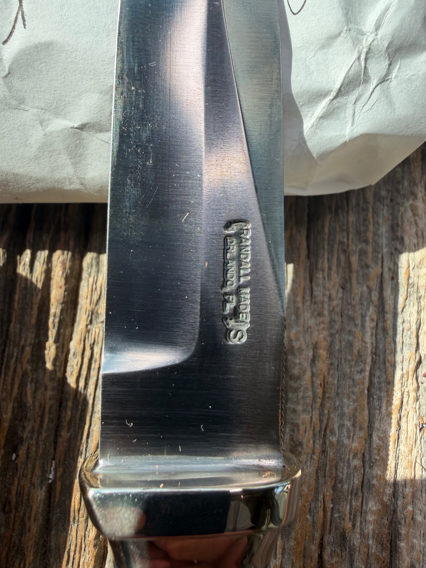 New in Paper Randall Model “Gambler” 4 Inch in Ivorite handle, Nickel hilt, Stainless steel blade, Nickel silver collar , rounded nickel silver butt cap.