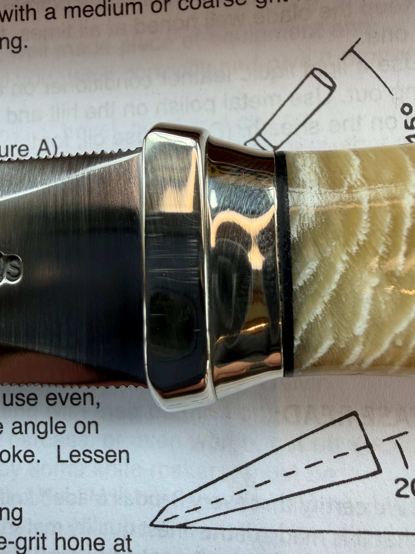 New Randall Model “Gambler” 4 Inch in Musk OX, Nickel collar and rounded  butt cap. Stainless blade.