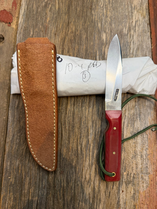 New in Paper Randall Knife Model 10-4 Fisherman Red Micarta Handle Stainless Steel