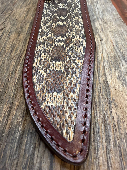 Randall Model 12-9 Sheath in Exotic West Texas Yellow Gopher Snake from Treeman Sheaths. Dark colors from the center of the skin, phenomenal.