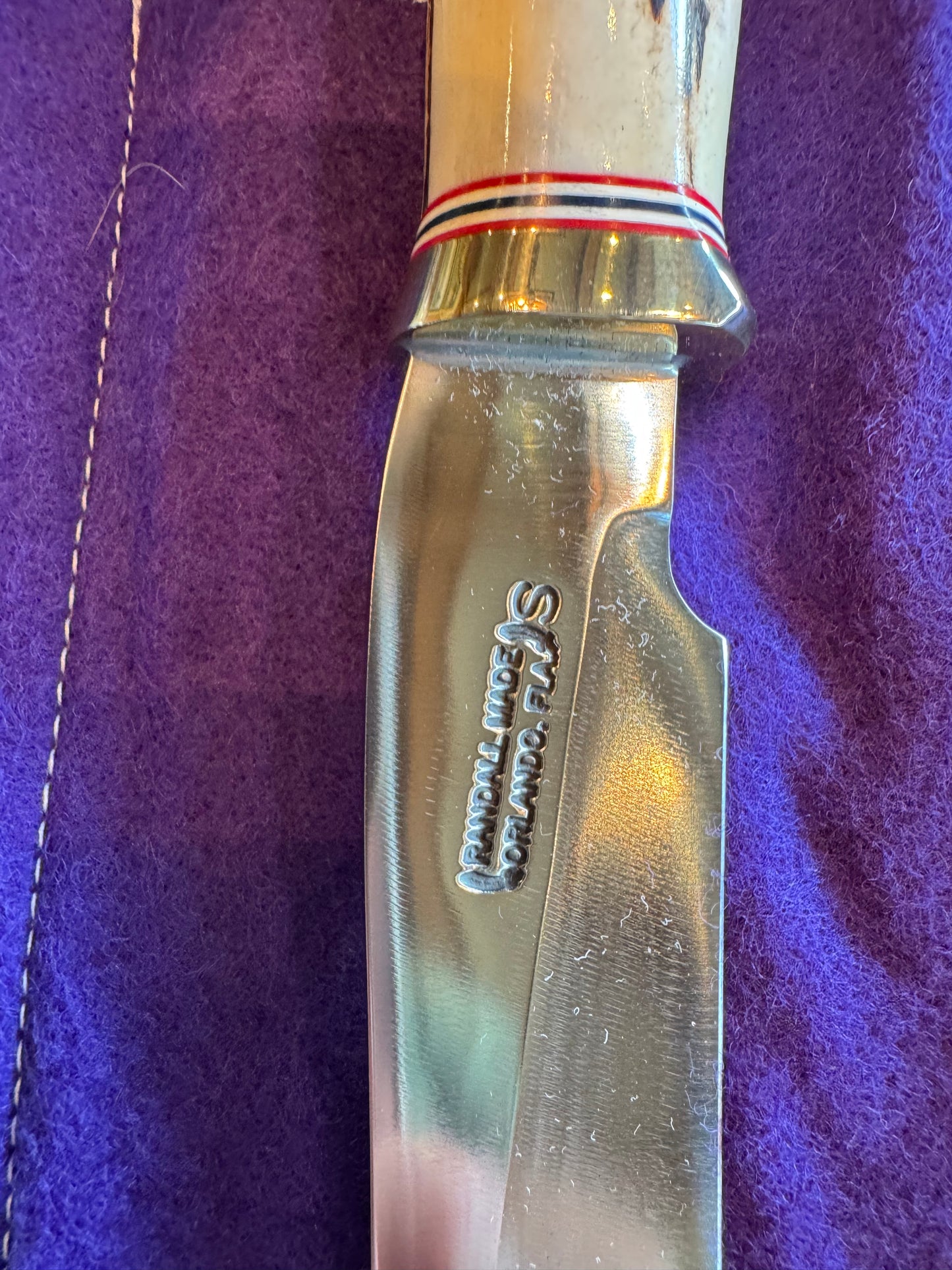 New Randall Carving set Model 6-9 STAG Red White Blue Spacers Stainless