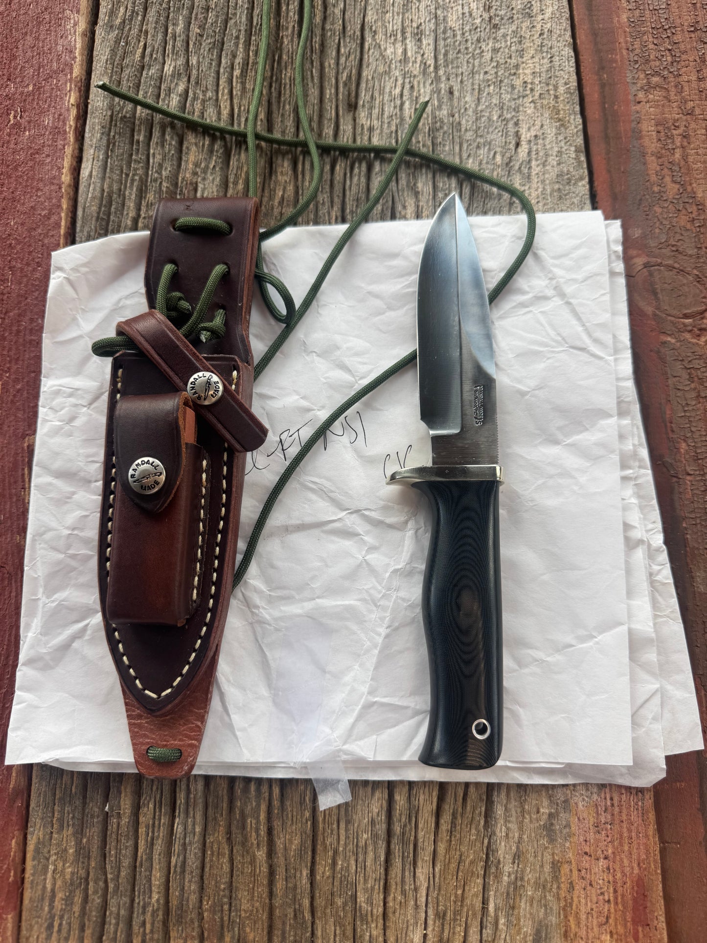 New in Paper Randall Knife Model Combat Companion Black Micarta Handle Stainless Steel, NSH , Lanyard