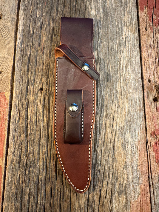 New Randall Sullivans by Gutcher Leather Knife Sheath Model 12-8 Big Bear with Sharpening Stone.