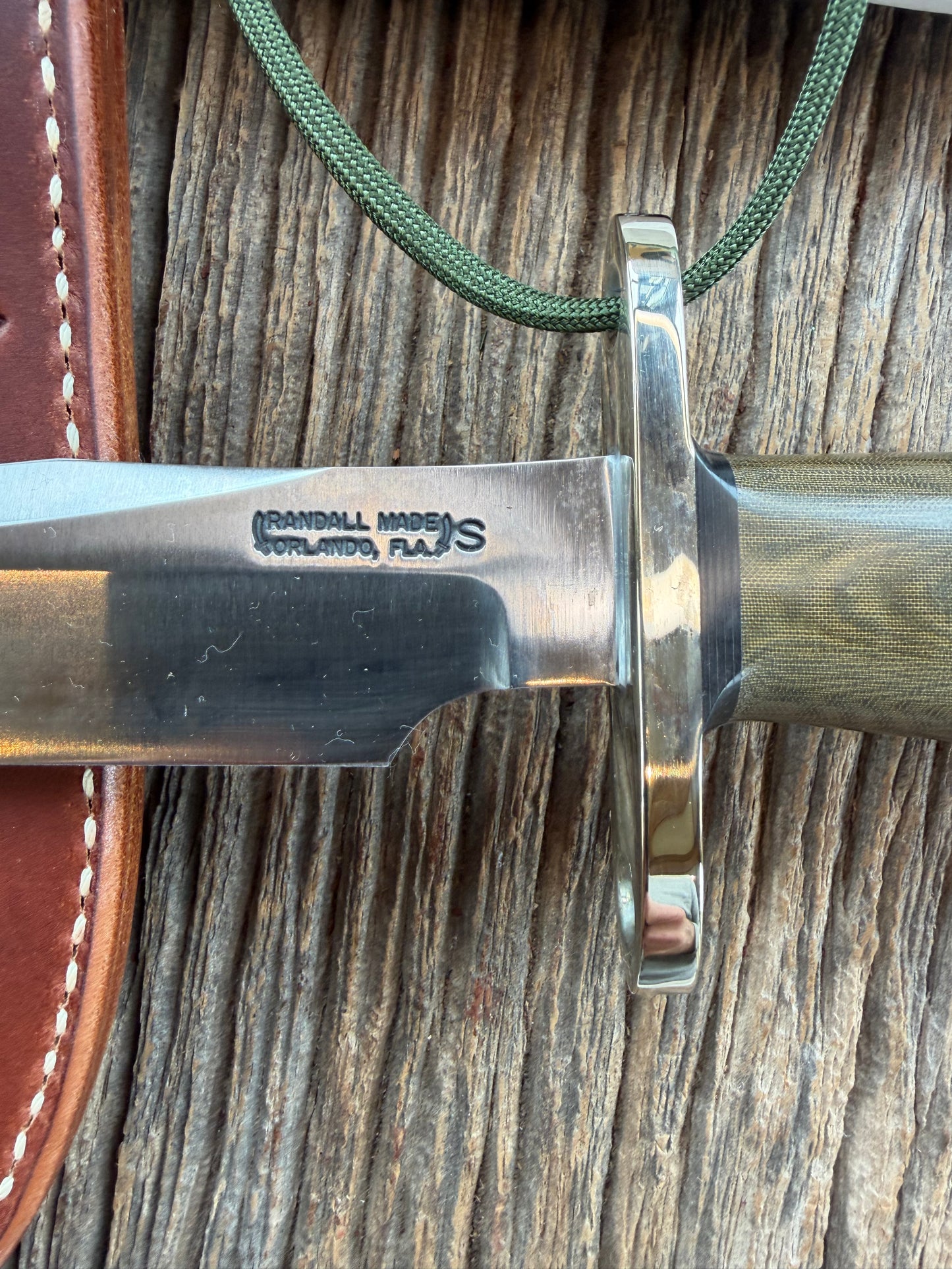 New Paper Randall Made Knife Model 12-6 Green Micarta Stainless Nickel Hilt