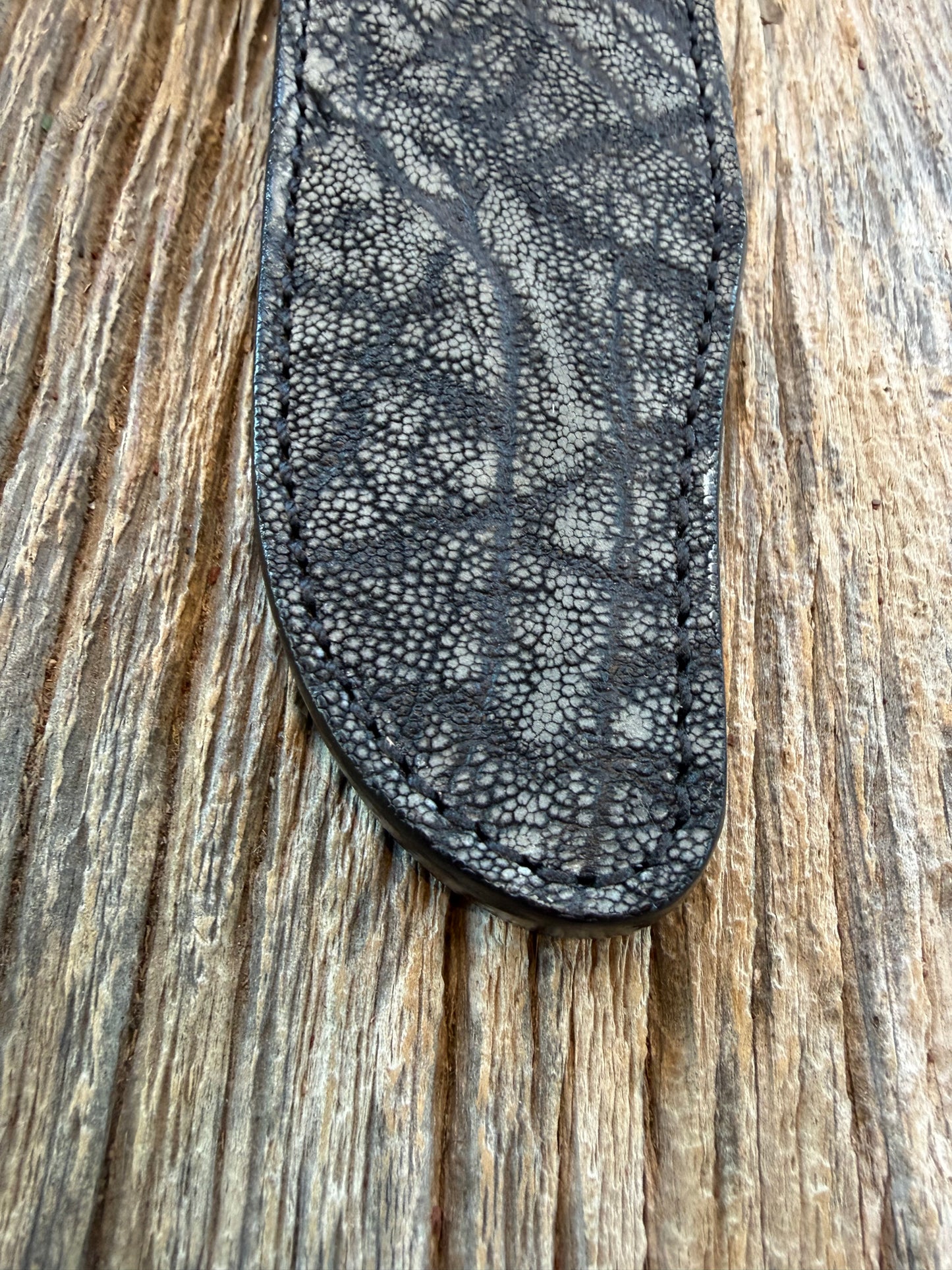 Randall Model Buxton Fighter “Dealer Special” Exotic Sheath in Black Elephant Trunk by Treeman.