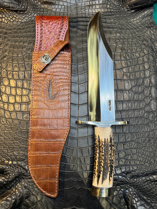 Randall Model Smithsonian “Smitty”Sheath in Exotic Brown Crocodile (Anus) skin from Treeman. Sheath only