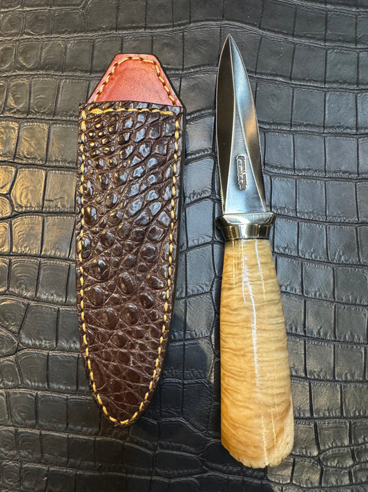 Randall Model 24 “Guardian” Sheath in Exotic Brown Crocodile by Treeman. (Sheath only)