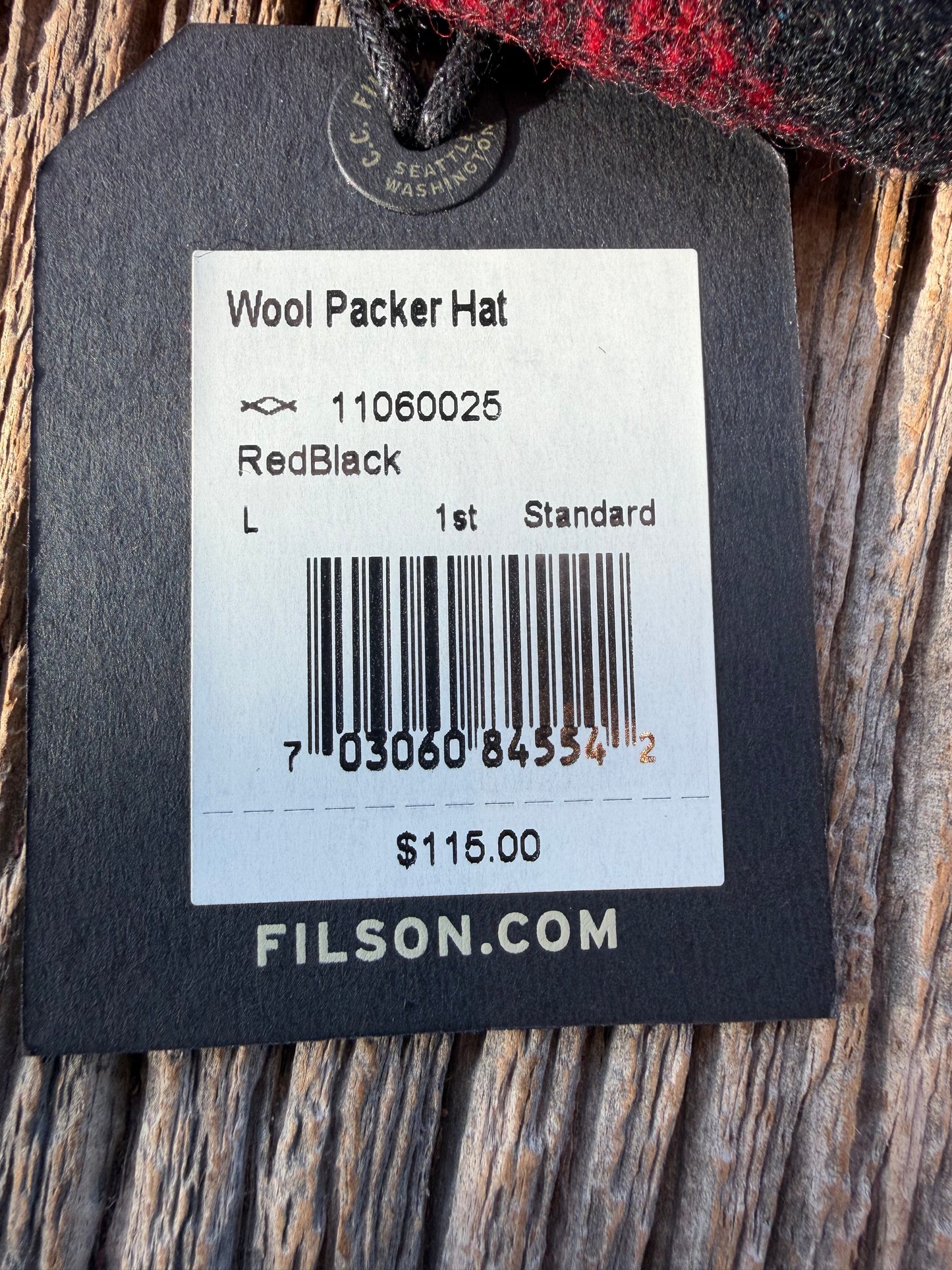 Filson Wool Packer Hat Large Red/Black Buffalo Mens NEW Fedora Made USA