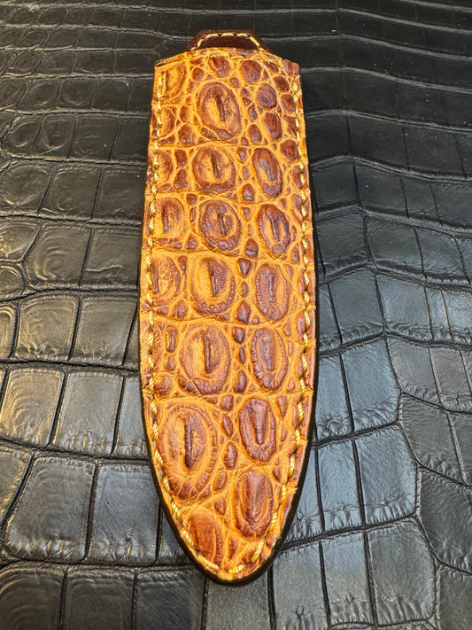 Randall Model 24 “Guardian” Sheath in Exotic Rum Crocodile by Treeman. (Sheath only)