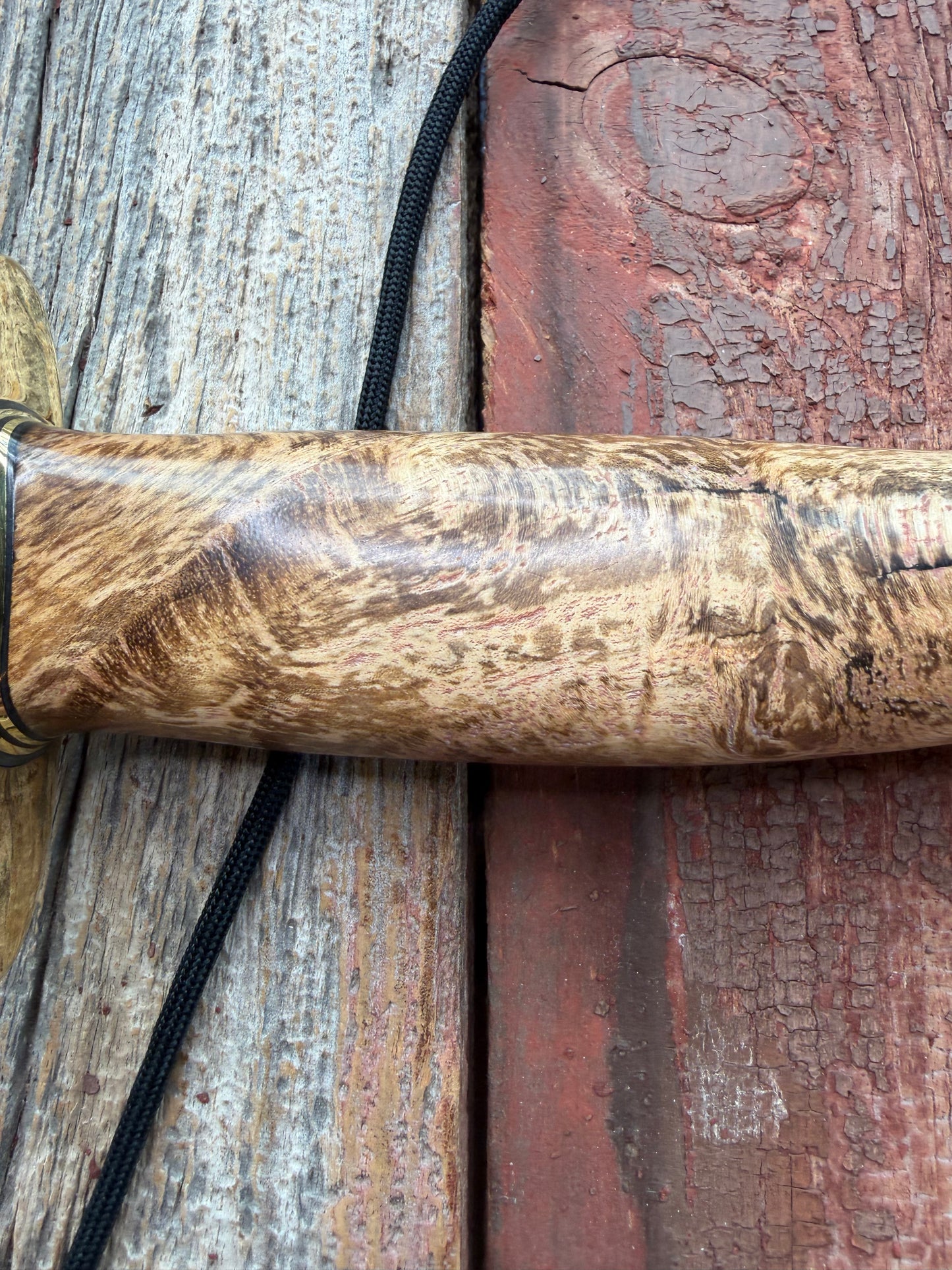 New in Paper Randall Knife 12-9 Spalted Maple wood handle, Double Brass Hilt + Crows Beak Butt Cap, Stainless Steel.