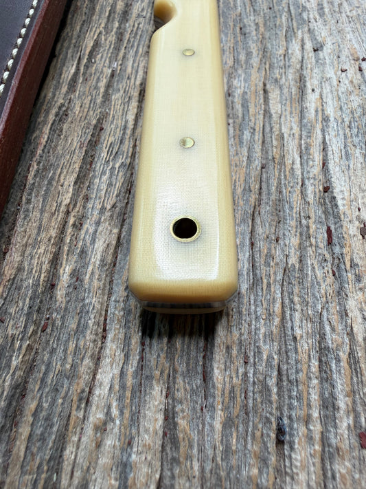 Nice rare Randall Knife Model 10-5 Fisherman in dealer supplied None Linen Micarta handle. Stainless Blade