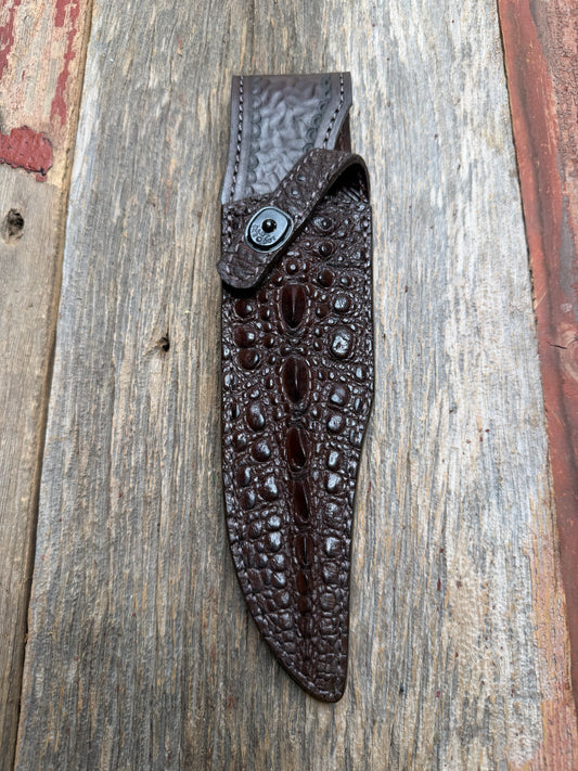 Randall Model 12-8 “Big Bear” Sheath in Exotic Dark Brown Snapping Turtle by Treeman. FCH and new black canteen snap… Spiked Dragon tail portion of the turtle.