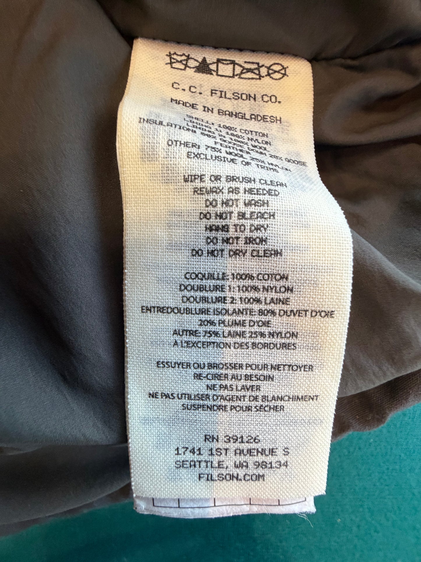 Filson Down Cruiser Parka Otter Green Large 650 Down Sold Out Mens New with Tags