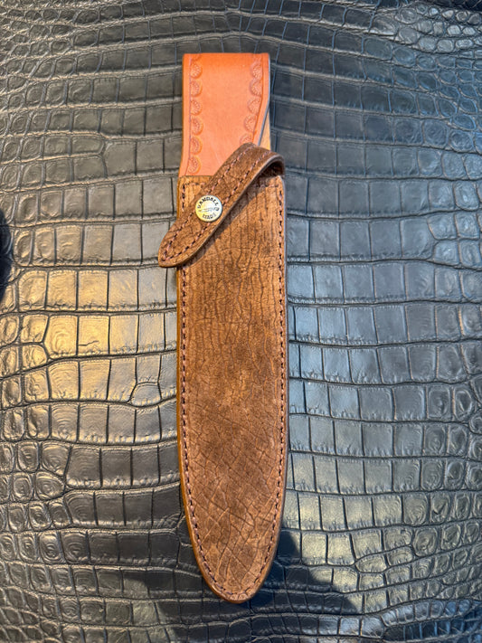 New Randall Model 2-7 Sheath in Exotic Chocolate Hippo Custom Made at Sullivan’s by Gutcher.
