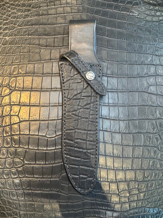 New Randall Model 1-7 or 2-7 Sheath in Exotic Black Elephant Custom Made at Sullivan’s by Gutcher.