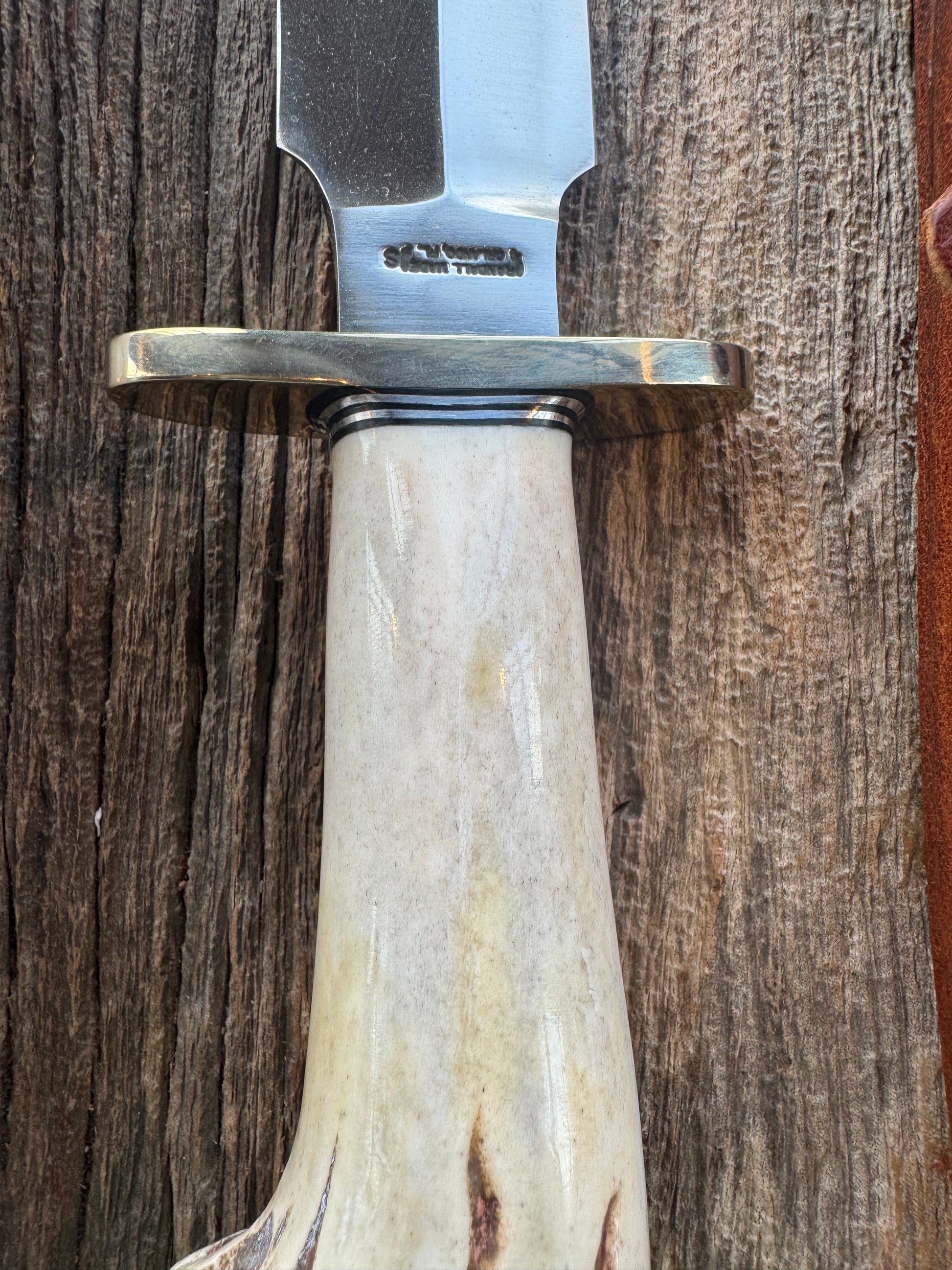Randall Model Clinton Special in a gorgeous piece of Polished Crown Stag. Nickel Silver Hilt and a natural exposed end. Stainless,