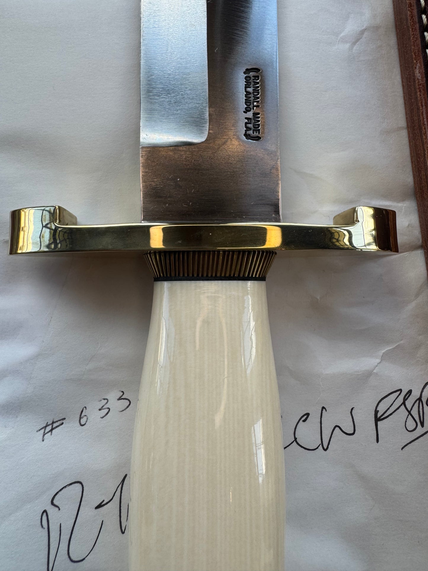 New in Paper Model 12-11 Confederate. Beautiful Dave Warthers Resin with a Brass Lugged hilt and Scalloped brass collar and scalloped coolie butt cap.