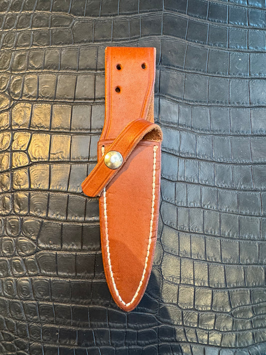 Randall Model 2-4C Sheath in Tan Leather made at Sullivans by Gutcher in Tampa Florida. Official sheath maker for Randall Knives.