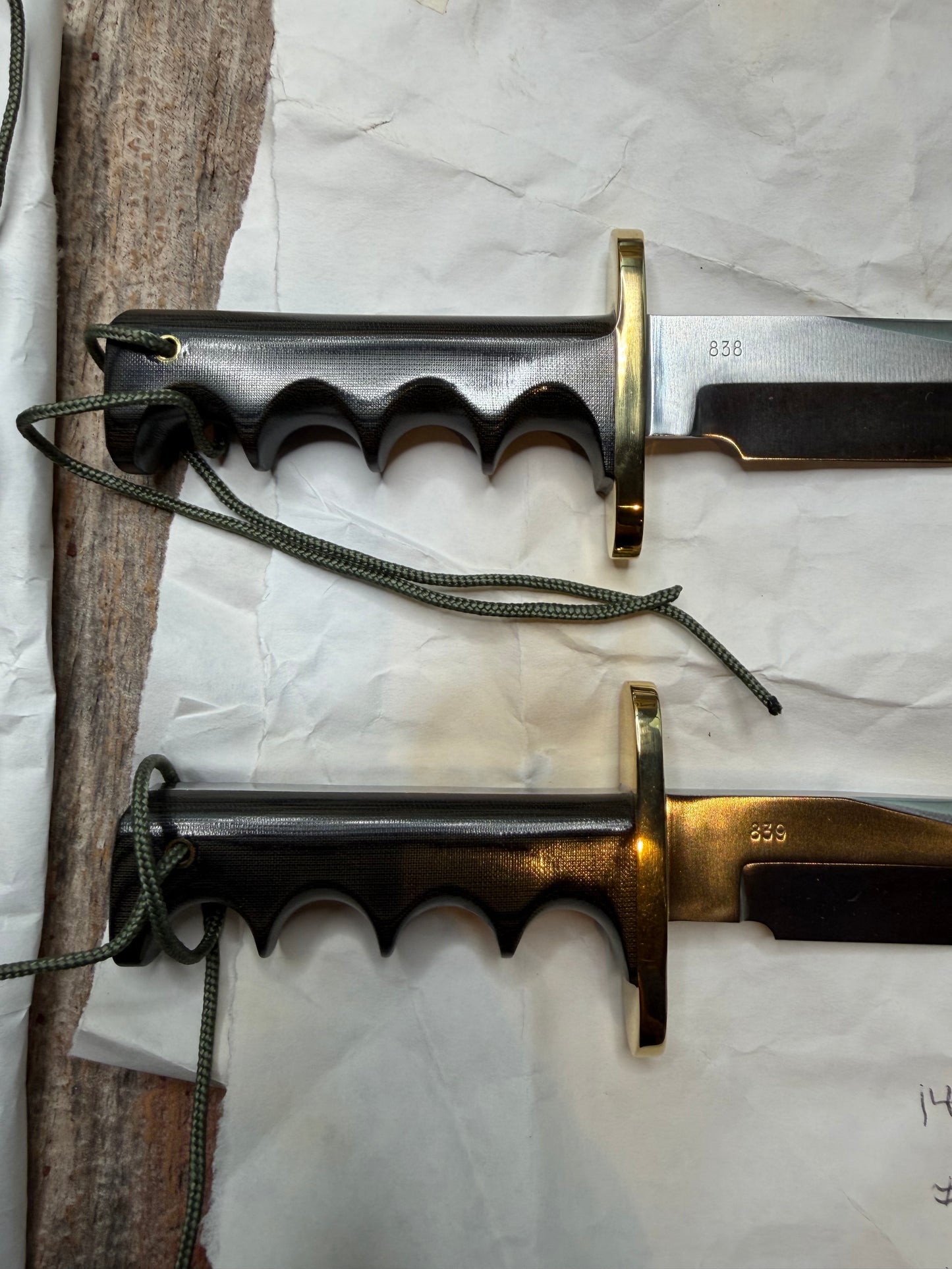 New in Paper a Pair of Sequentially numbered Randall Made Knife Mini Model 14’s Attack Knife Black Micarta SN # 838 and # 839