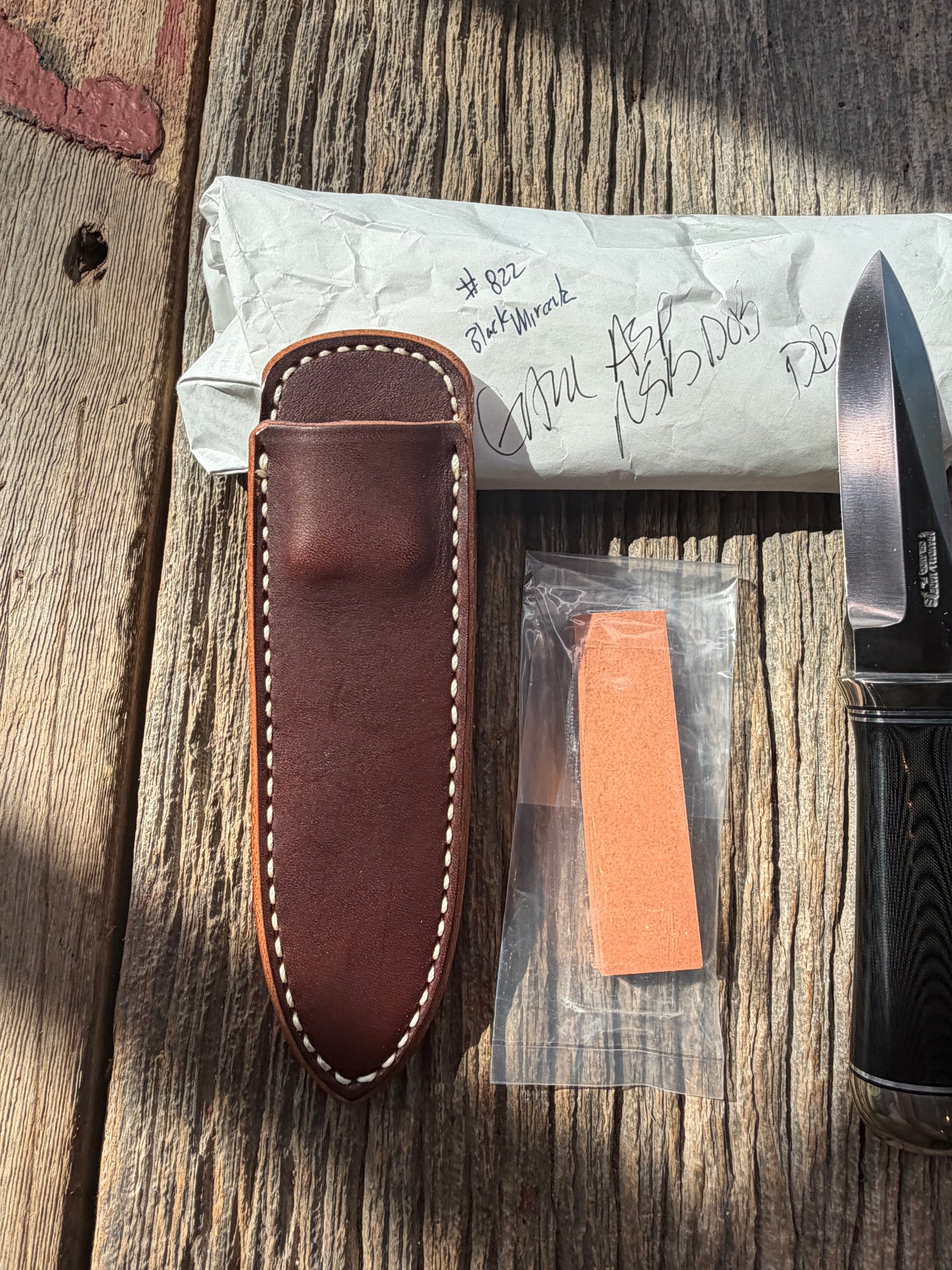 New in Paper Randall Model “Gambler” 4 Inch in a Black Micarta handle, Nickel hilt, Stainless steel blade, rounded nickel silver butt cap.