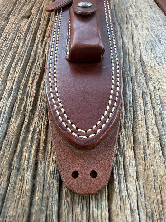 Mint Randall by Gutcher Knife Sheath for a Model 14 or 18-7.5, Randall snaps, double stitched, pouch with stone, lanyards straps as well.