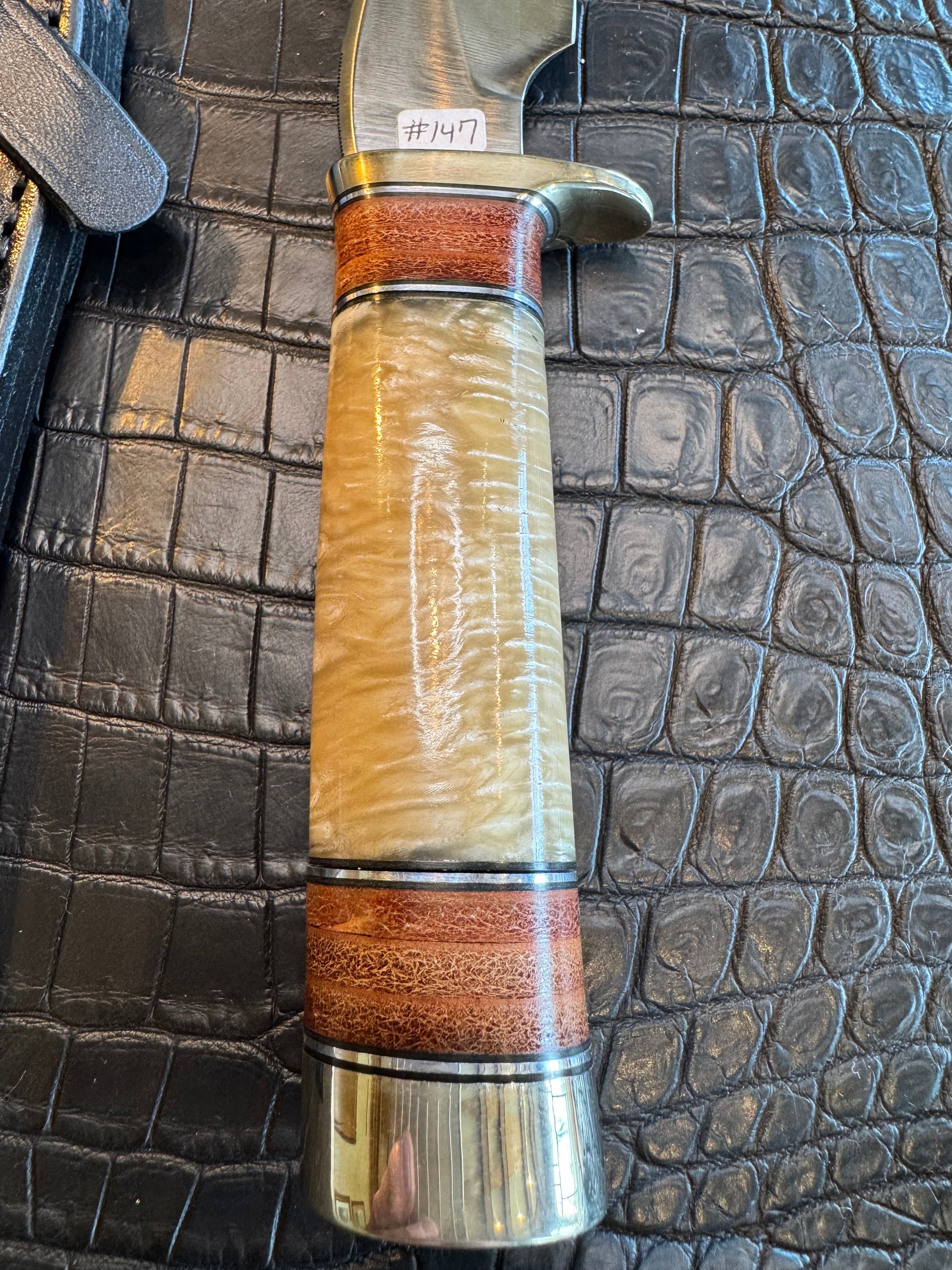 Randall Model 27 Musk Ox and stacked Leather Stainless Steel NSH