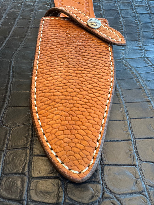 Randall Model 19-5 Exotic Tan Beaver Sheath from Sullivans by Gutcher.