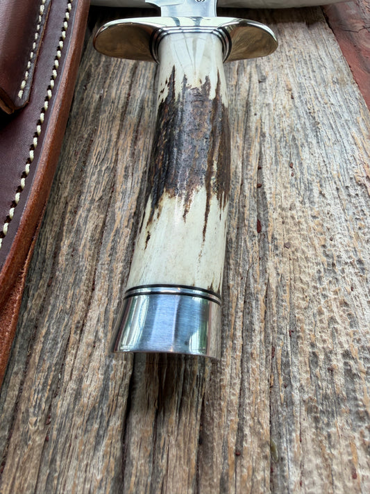 New in Paper Randall Made Knife Model 1-7 Stag , Stainless, Black and Aluminum spacers, Nickel Silver Hilt, Aluminum butt cap.