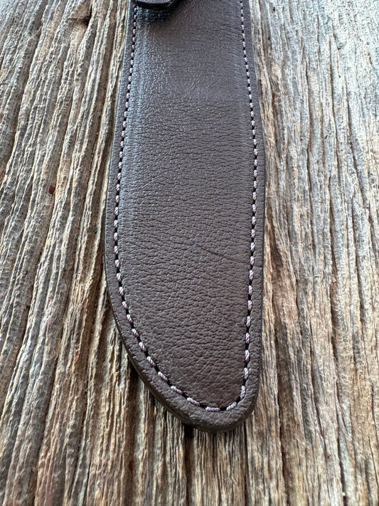Randall Model 1-8 Sheath in Exotic Cape Buffalo in Dark Brown Leather from Treeman.