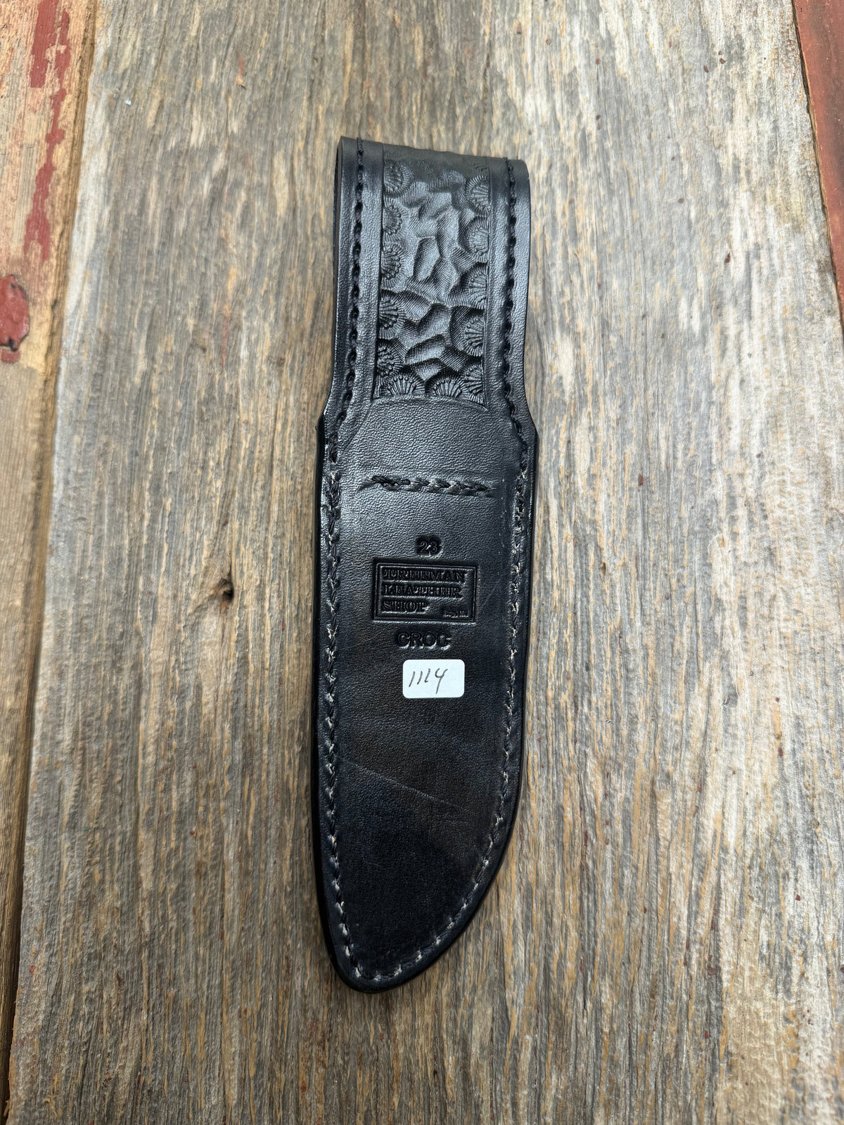 New Randall Model 23 Sheath in Exotic Black Matte Crocodile from Treeman with the newest Black Canteen snap. Killer sheath.