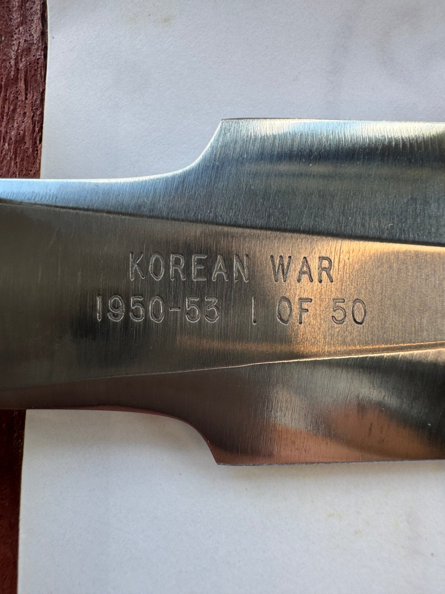 New in Paper Randall Knife Model 2-7 Korean War Commemorative 1 of 50 made Stag with finger grooves.