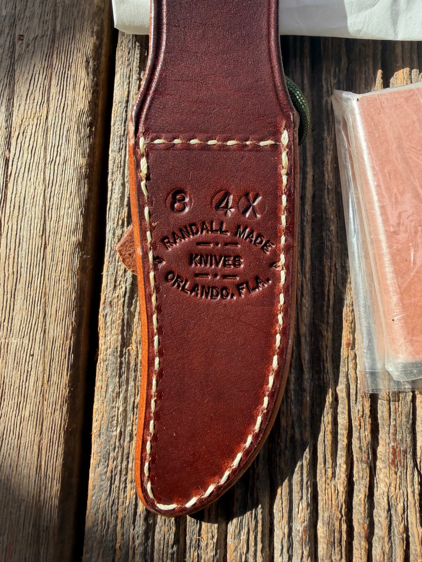 New in Paper Randall Knife Model #8-4 Old Style Trout And Bird Stag Handle, Stainless steel. Aluminum Crows Beak butt cap.