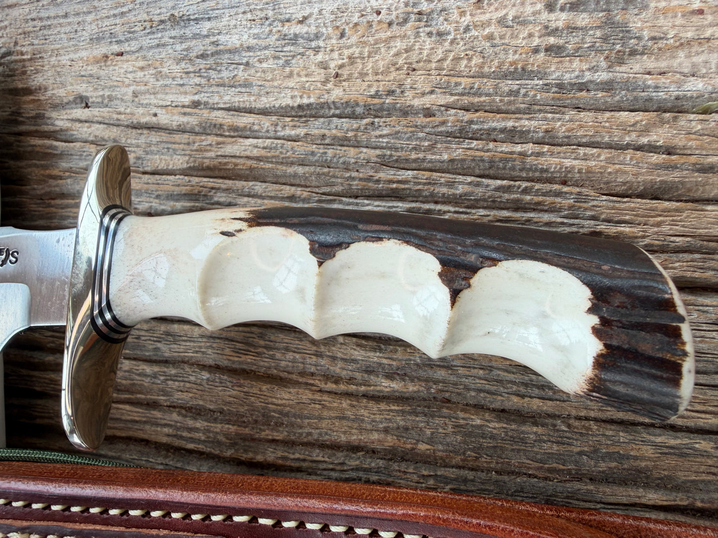 New in Paper Randall Made Knife Model 1-8 Stag Finger Grooves Stainless Nickel Hilt