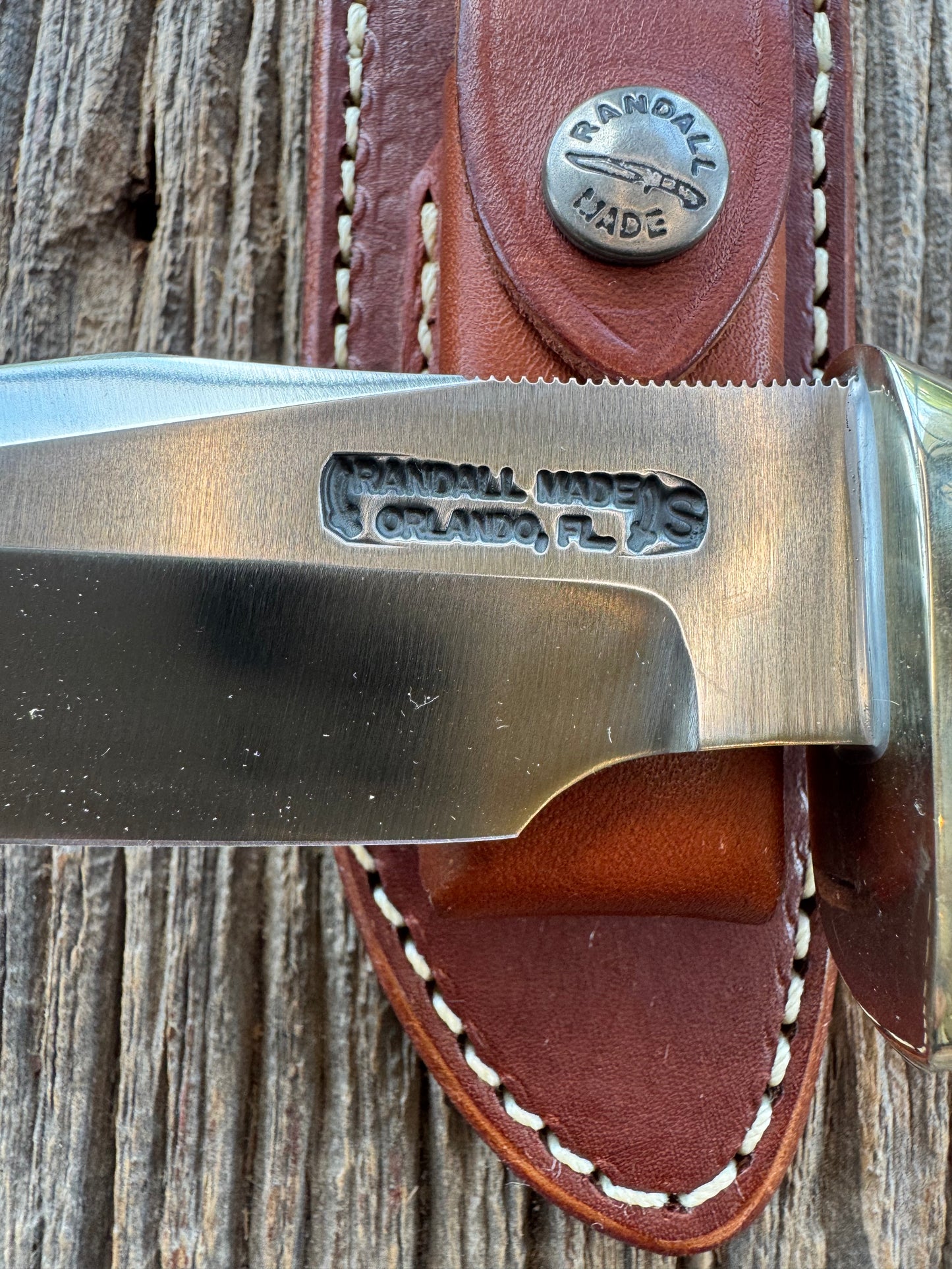 Nice Randall Model 23 Game Master in Stag with finger grooves. Stainless steel blade, Nickel silver Single hilt and Brown leather sheath.