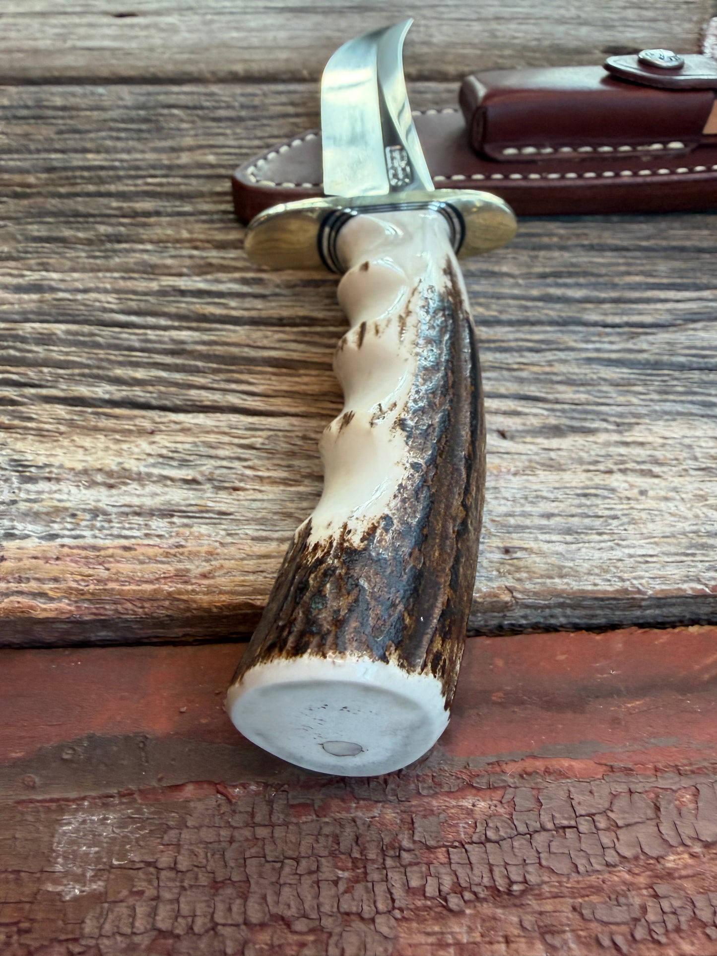 New Randall Knife Model 4-7 in a Stag Finger groves Handle Stainless Blade, NSH
