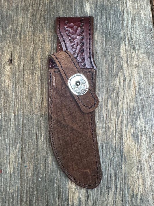 Randall Model 20 Sheath in Exotic Chocolate Hippo from Treeman.